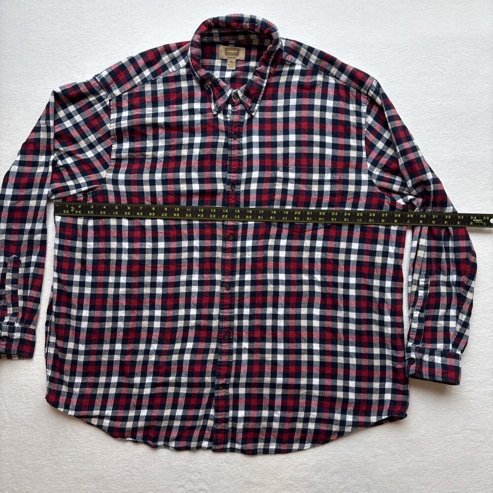 The Foundry Supply Co Men 3XL Long Sleeve Red Plaid Shirt Super Soft 100% Cotton - Picture 11 of 14
